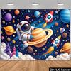 2D Flat Banner with Space Theme Background, Rocket Emitting Flames Shooting Towards the Starry Sky.PMJ