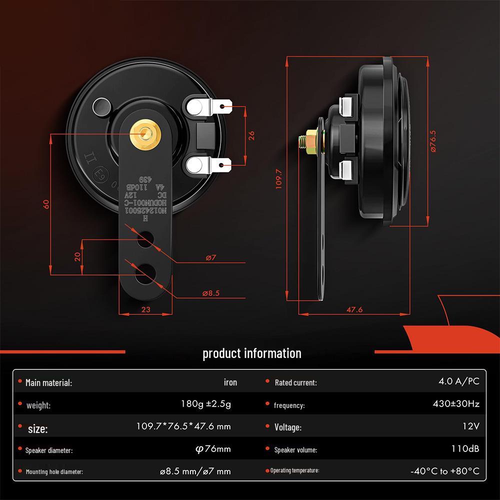 12V High-Power Universal Disc Horn for Cars & Motorcycles