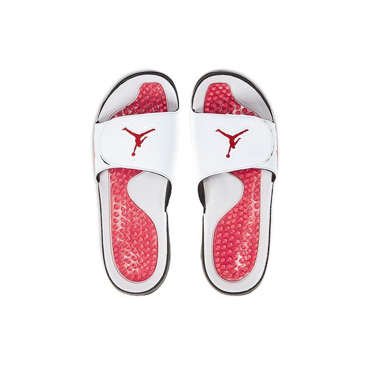 Air Jordan Hydro 5 Retro Slide White Fire Red Unisex Sneakers Black 555501-101
