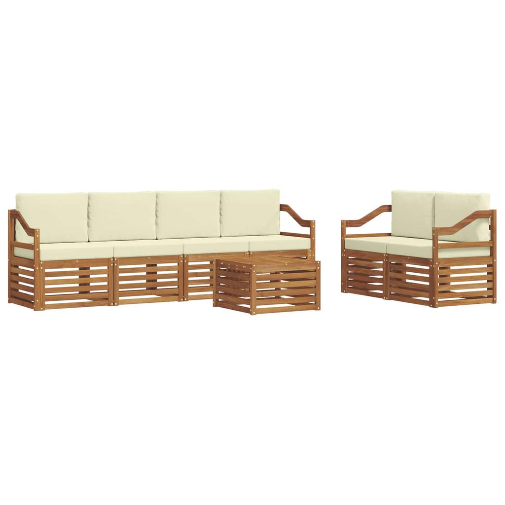 Outdoor Sofa Set 7 pcs Natural and Cream Solid Acacia Wood