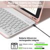 Coque Clavier pour iPad A16 (11") / iPad 10 2022 (10,9") Rose avec Clavier Bluetooth + Souris + Stylet