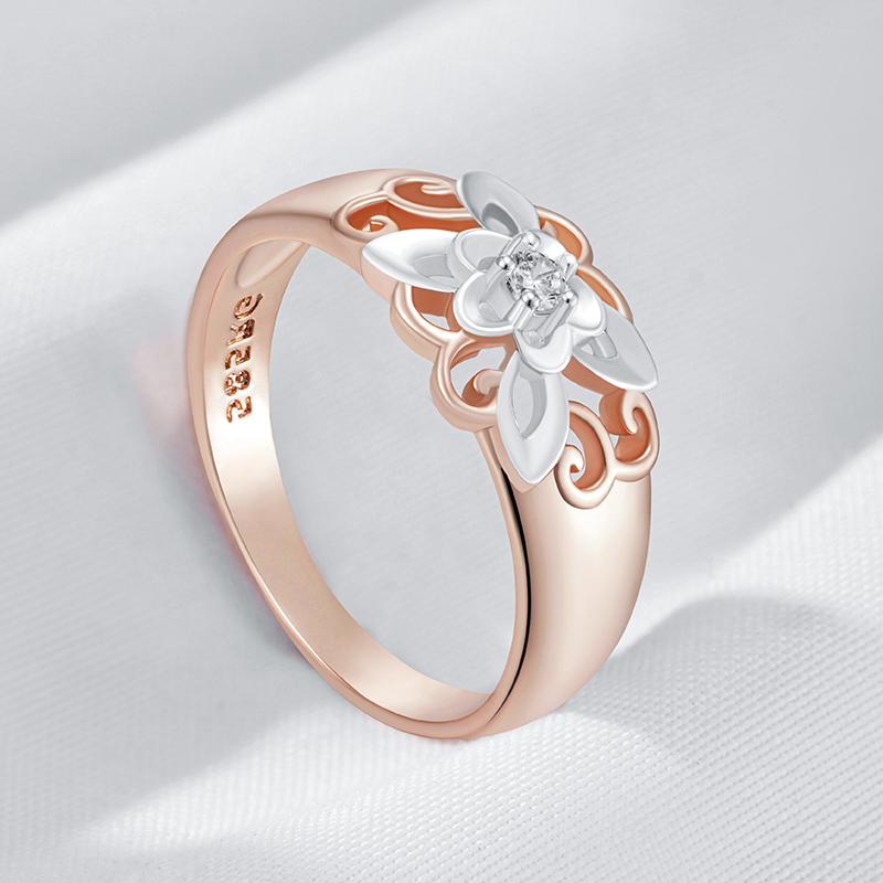 Trend Natural Zircon Flower Rings For Women Unique Rose Gold And Color Mix Vintage Wedding Fine Jewelry
