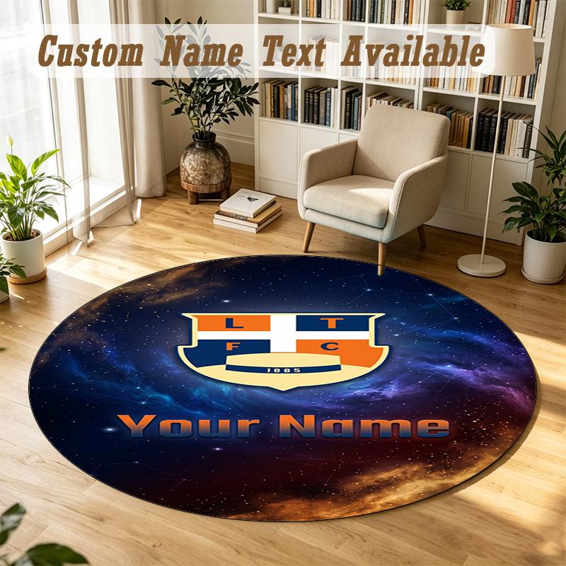 Round Rug Custom NameLuton Town Pattern Non Slip Carpet Home Floor Decor