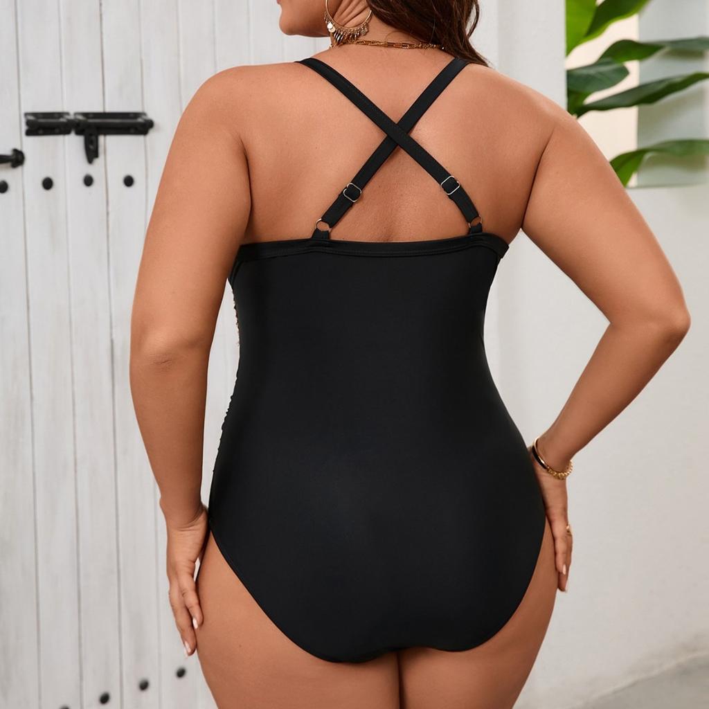 New large size sexy slim one-piece swimsuit gold decoration retro slim bikini swimsuit women