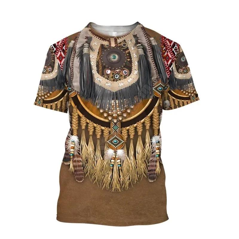 Summer Indian ethnic style 3D printed T-shirt street wear men s and women s fashion oversized short sleeved T-shirt round neck XXS