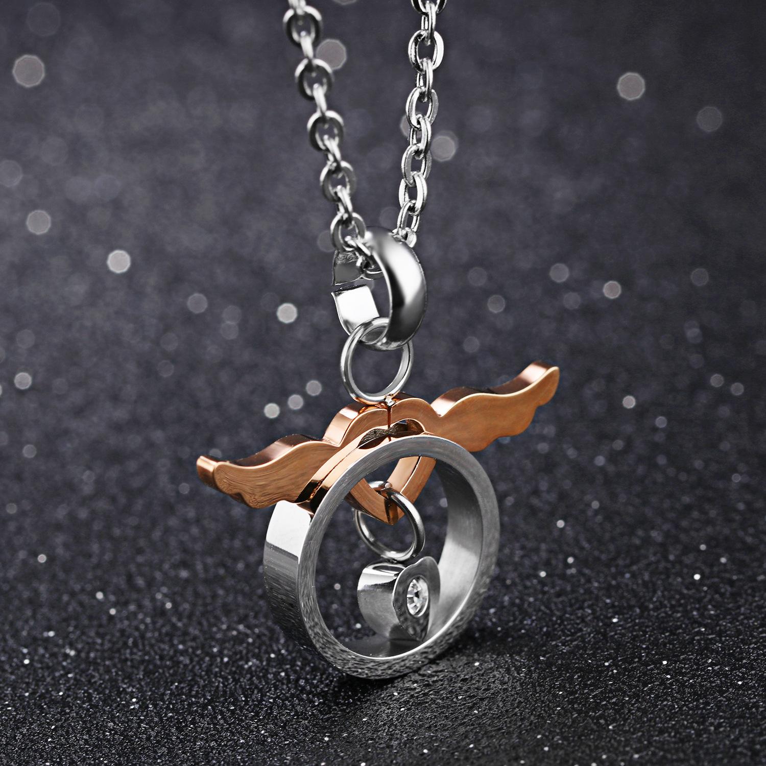 

SCIONE Мода Новый Ангел Любовь Пара Титан стальное ожерелье Women