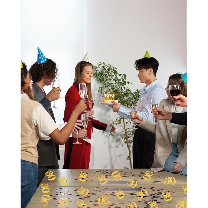 30th Happy Birthday Confetti Decorations - Number 30 Gold Glitter Table Confetti for 30th Birthday, 30th Anniversary Wedding Party Supplies