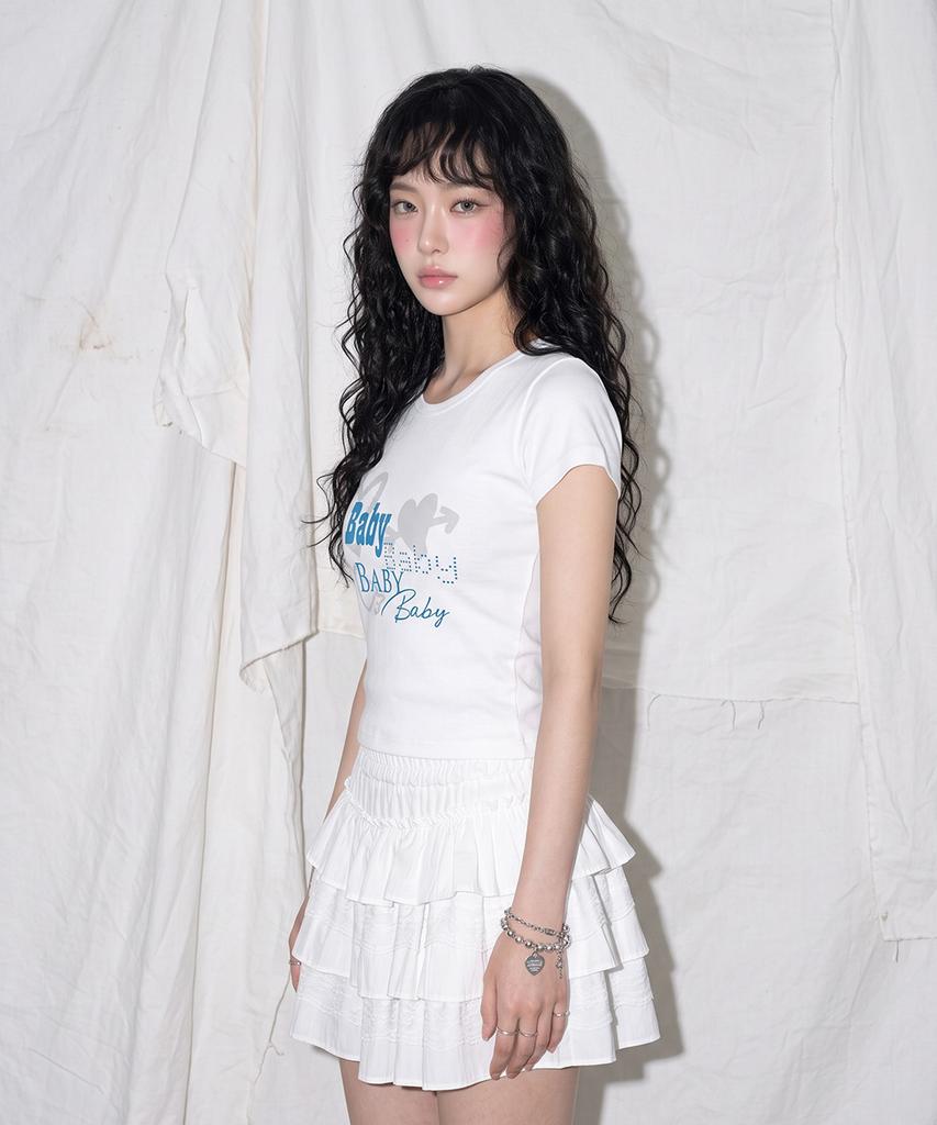 THE GREEN LAB Baby Boat Neck Slim Short Sleeve Tee [White]