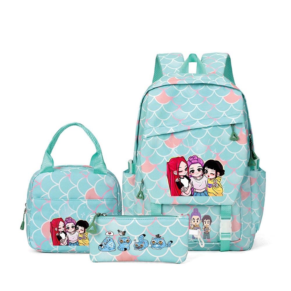 School Season Printed Student Schoolbag Backpack Shoulder Pencil Bag Three-Piece Set