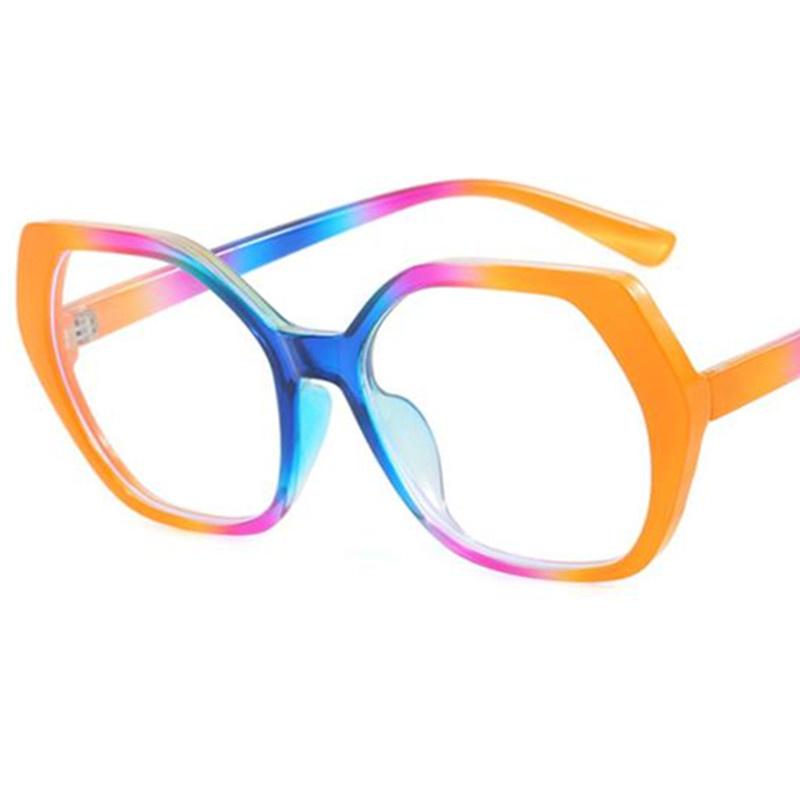 

HOT Anti-Blue Light Glasses TR90 Eyeglasses Patchwork Frame Spectacles Googles Polygon Eyewaear Women Ornamental transparent