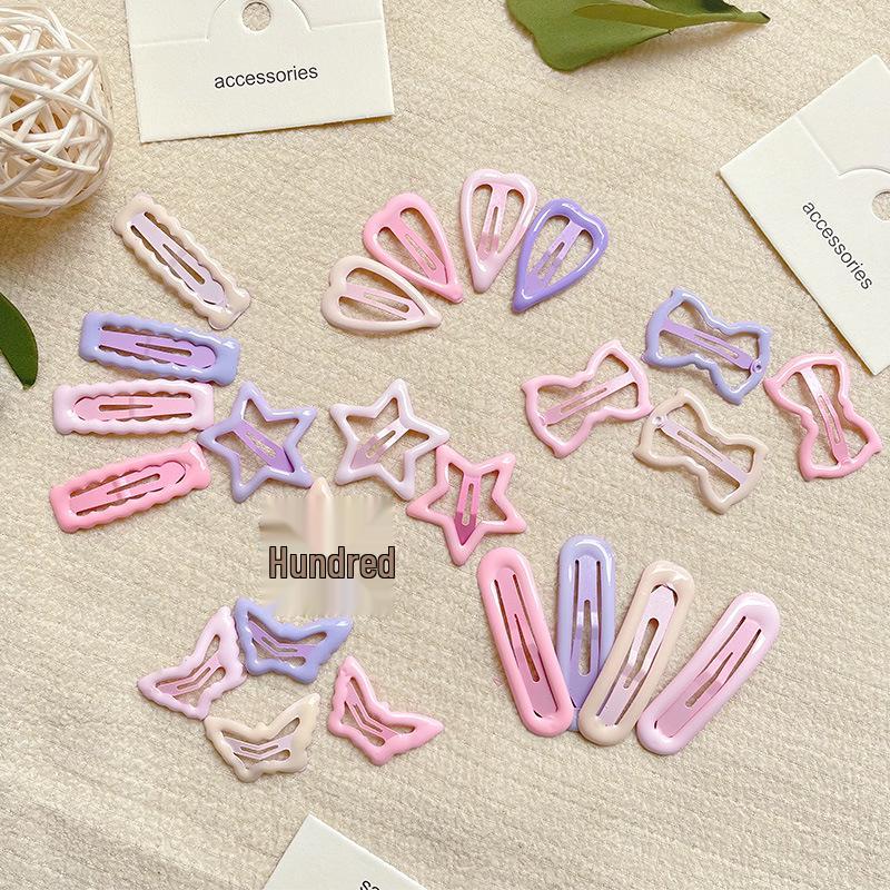 Cherry Blossom Pink Heart Star Bow Bear BB Hair Clips - Mini Flyaway Bangs Accessories