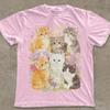 Retro Kittenshirt, Retro Bloemenkat T-shirt, Pastorale Stijl Cadeau T-shirt voor Kattenliefhebbers Esthetische Leuke Kleding, Harajuku Stijl
