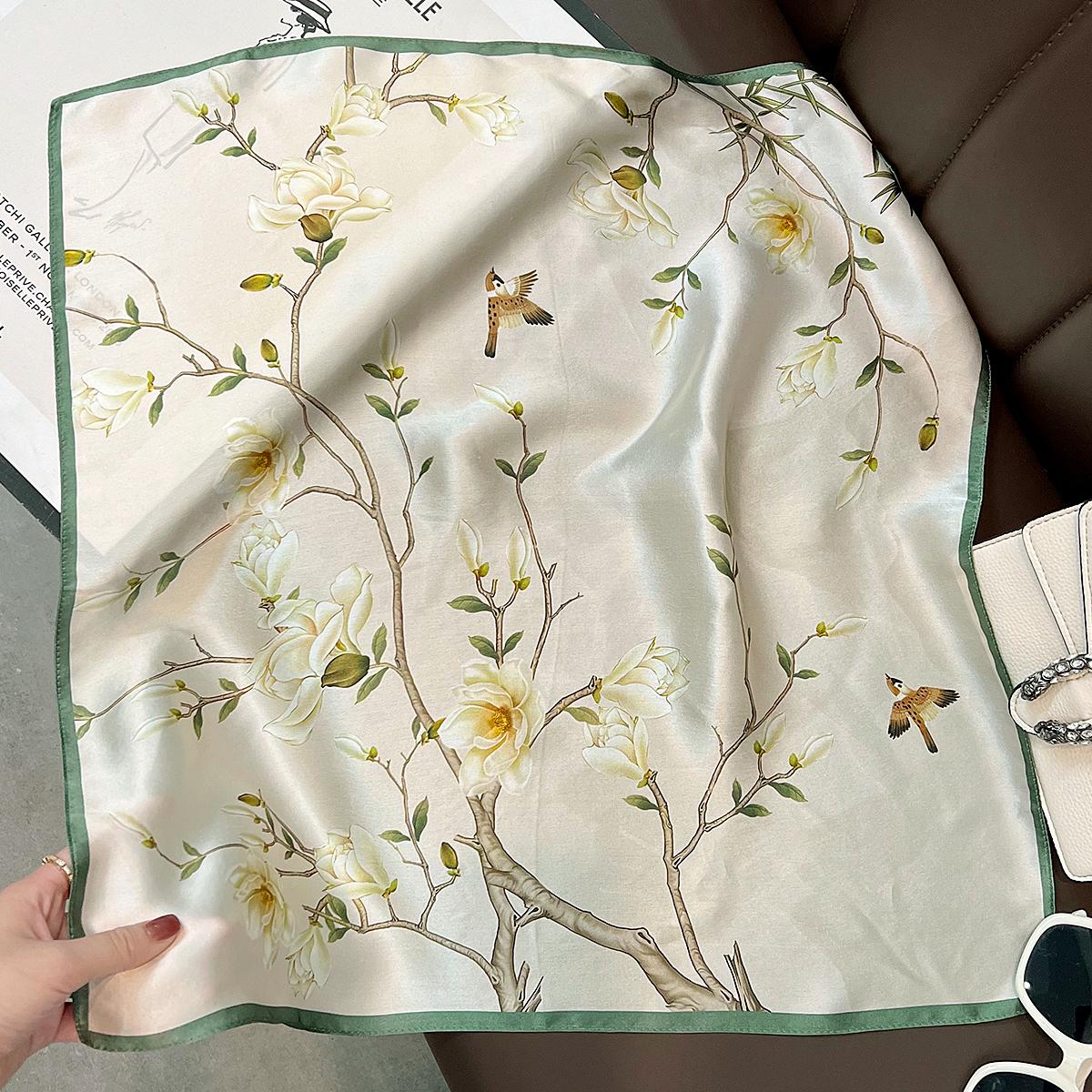 

100% Natural Real Silk Scarf Neck Kerchief Foulard Female Bandana Scarves For Women Hijab Shawl Wraps Square Neckerchief Popular Real Silk 53x53cm
