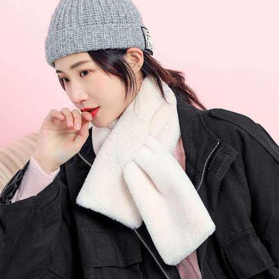 Koreanischer Winterschal aus Plüsch für Damen – Hochwertiges Kaninchenfellimitat, dick, reine Farbe, warmer Halsschal für Schüler