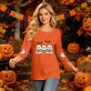 Women's Casual Three-Quarter Sleeve Halloween Print Neck Top