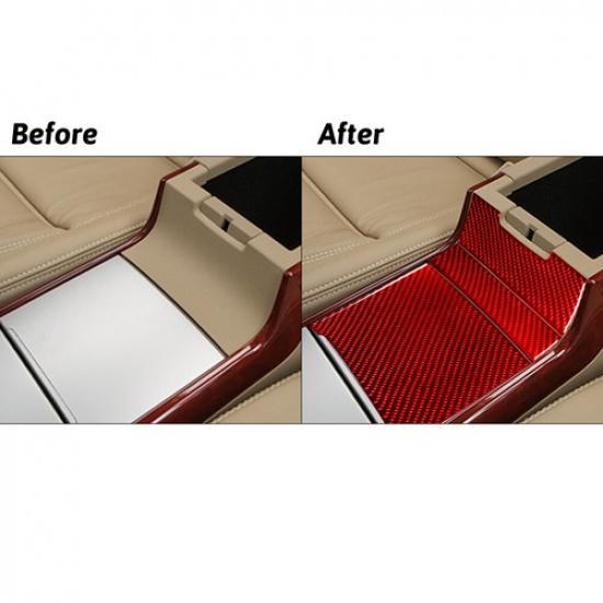 3Pcs Red Carbon Fiber Center Console Cupholder Cover Trim For Hyundai Azera