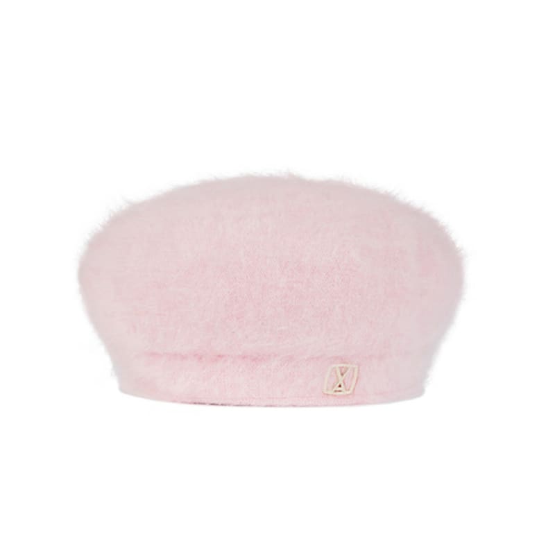 VARZAR VA Square Stud Angora Beret Pink