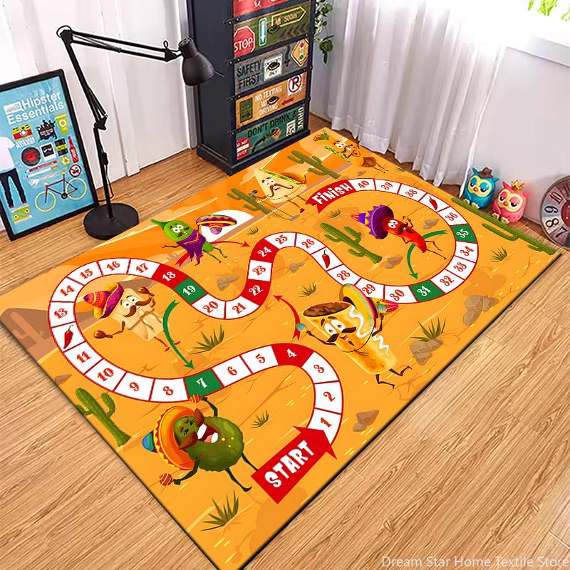 

Children’s Snakes and Ladders Game Playmat Rug Carpet for Bedroom Living Playroom Fun Learning Floor Kids anti-slip Mat Door 40x60cm (16x24in)
