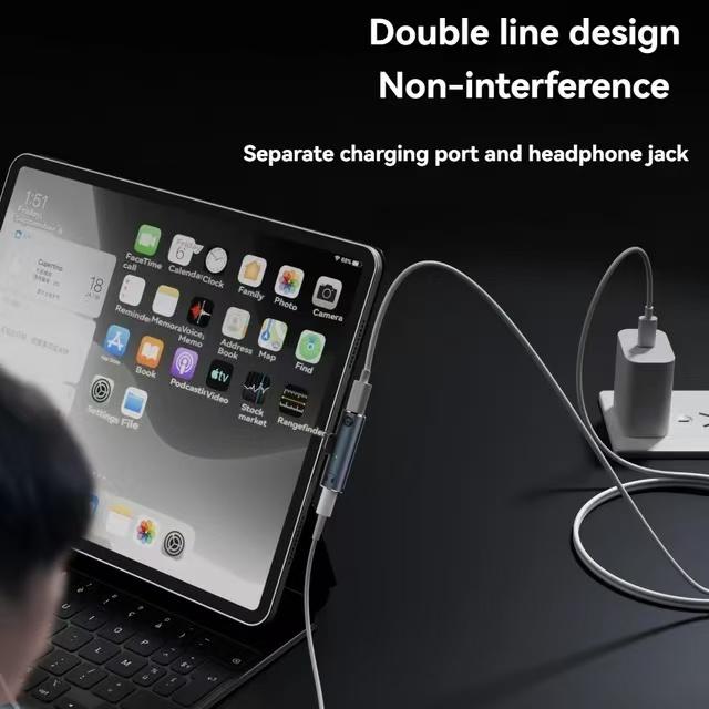 2 in 1 USB Type C Audio Adapter PD 100W 3.5mm Port USB-C Earphone Converter Mobile Phone Tablet for Xiaomi Huawei Realme iPhone 16 15 Pro max