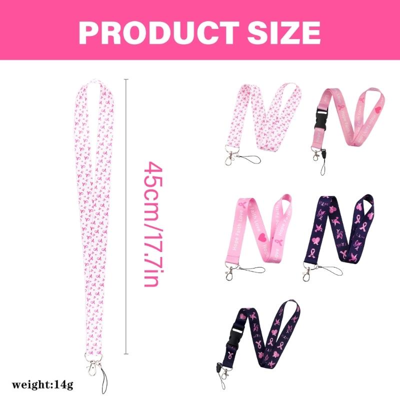 5pcs Support Phone Holder Ribbon Lanyard Neck Strap Quick Release Buckle for Keys and Phones Awareness Accessories