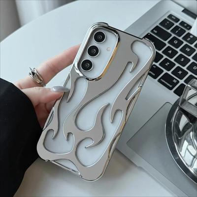 Nowe etui z wzorem płomieni 3D dla Samsunga Galaxy S25 S24 S22 S23 Ultra Plus A16 A06 A55 Modne puste smukłe odporne na wstrząsy miękkie etui