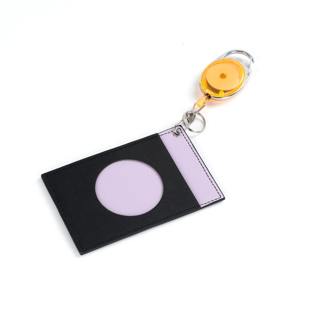 

Pu Leather Style Retractable ID Badge Card Holder Cover Convenient Pull Clip Card Case for Work Office фиолетовый