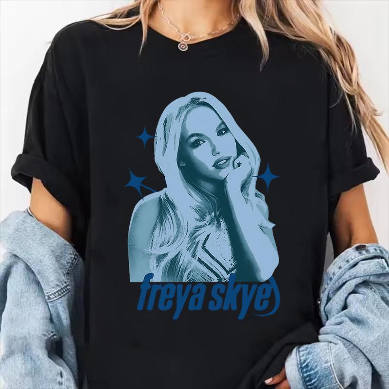 Womens Fashion Freya Skye Print Short Sleeve T Shirt 90s Graphic Vintage Tshirt Women Gothic Y2k Tshirt Streetwear Clothes