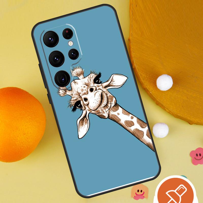 Cute Cartoon Animal Giraffe Phone Case For Samsung Galaxy S25 Ultra S24 S22 S21 Ultra S9 S10 S20 Plus S23 FE Funda Cover