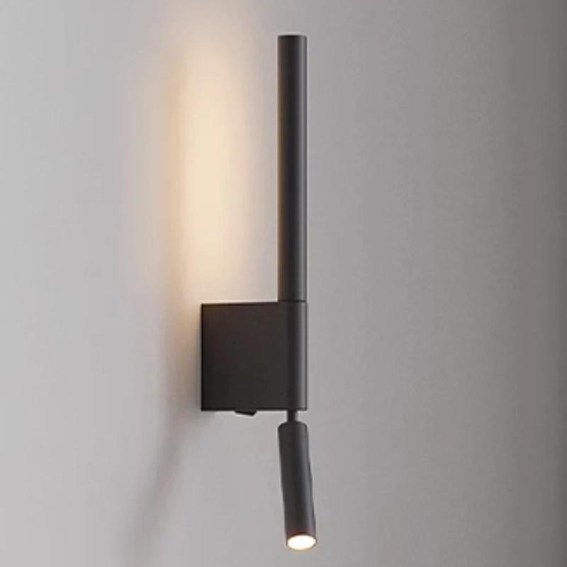 

Ночник в скандинавском стиле для спальни, минималистская современная лампа для чтения, минималистский гостиничный кабинет, регулируемая вращающаяся настенная лампа Warm Light&1pcs чёрный