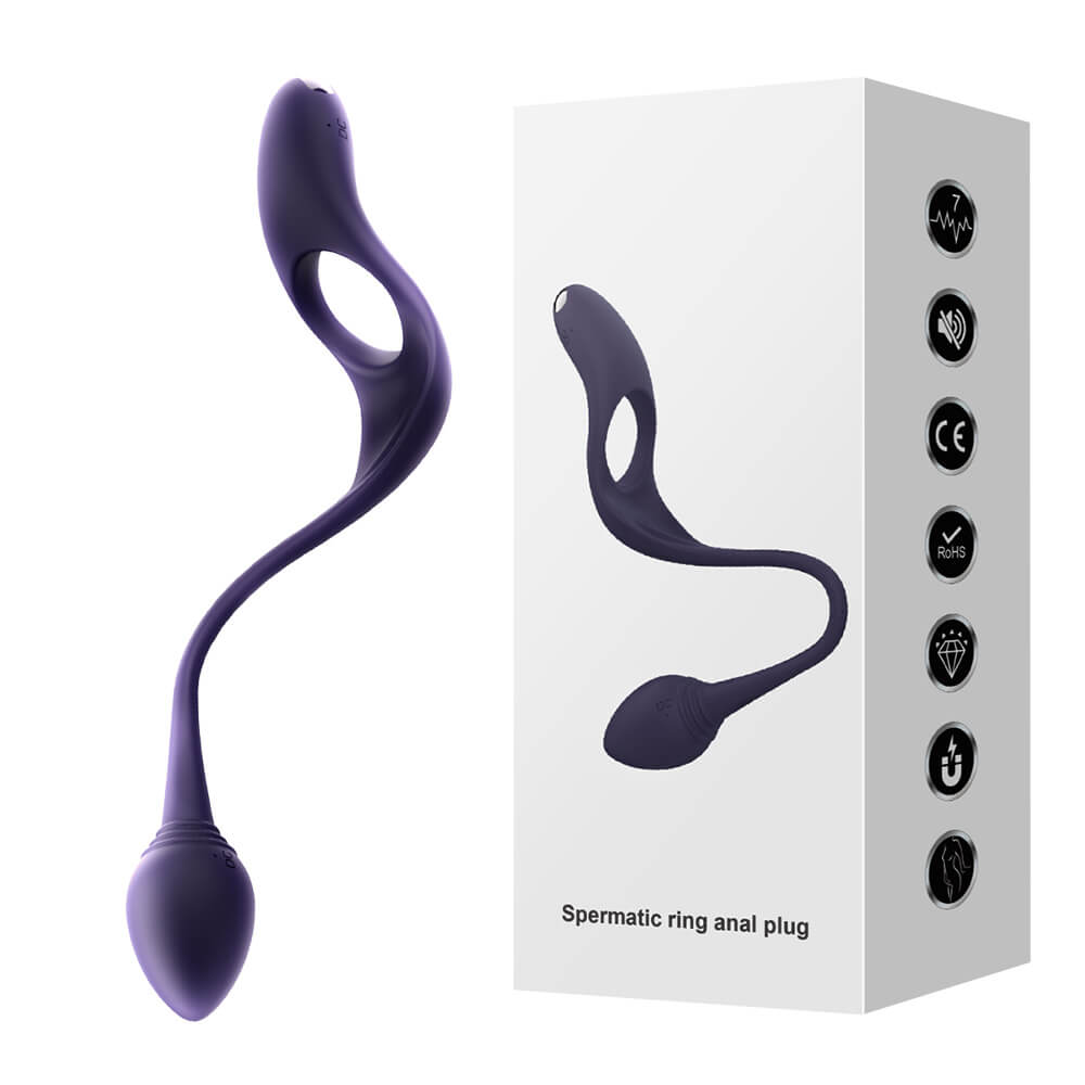 Vibrating Cock Penis Ring with Prostate Anal Butt Plug Vibrator Testicle Perineum Scrotum Massager Stimulator Sex Toys for Men