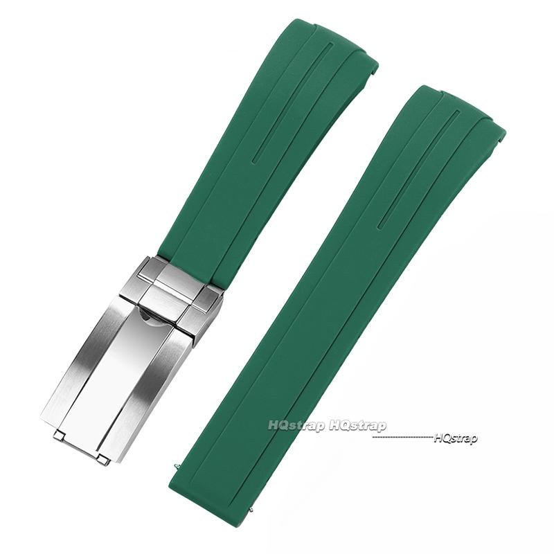 20mm Rubber Watch Strap for Rolex for Water Ghost Curved End Waterproof Wrist Band Metal Folding Buckle Diver Silicone Bracelet