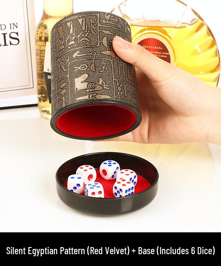 Flockad Ljudabsorberande Läder Tärningskopp Set med 6 Tärningar