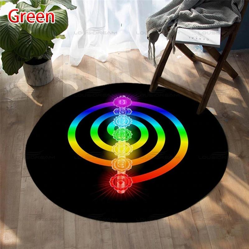 Seven Chakra Large-area Decorative Carpet Round Flower of Life Flannel Carpet Modern Home Living Room Floor Mats Bedroom Rug