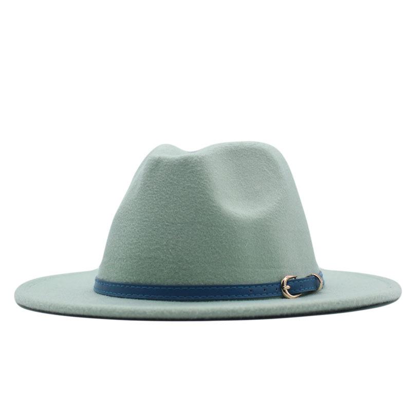 European and American style spring and autumn winter imitation felt big brim hat British retro woolen top hat men's and women's travel Panama jazz hat