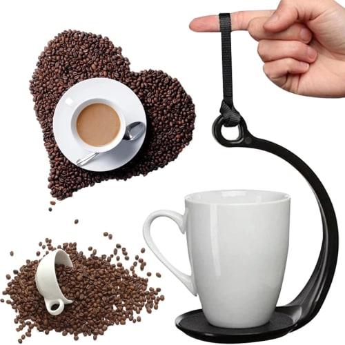 GAOHOU Spill-Free Drink Holder, Portable Anti-Vibration Cup Holder with Mug Shelf and Overflow Flap Cover, Kitchen Tool for Coffee and Tea