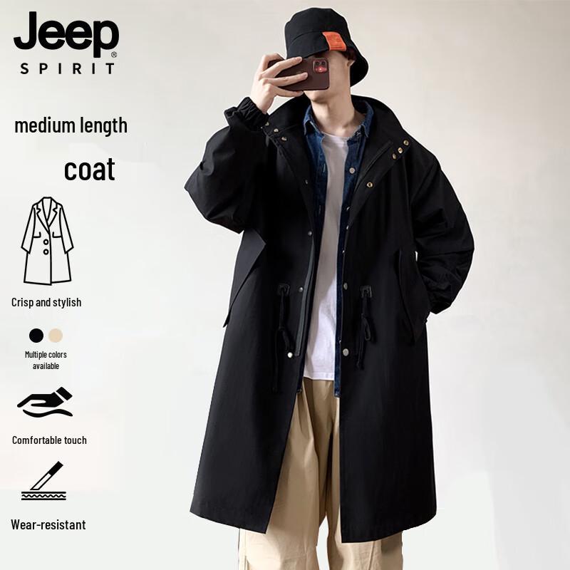

Мужской тренч средней длины на шнурке в японском стиле JEEP SPIRIT L