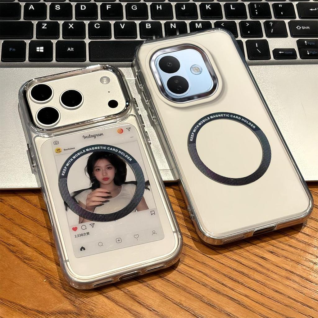 Magnetic Clear Phone Case for Xiaomi Redmi Note 17 Pro 5G,Note 17 4G Card Insert DIY Photo Holder Soft TPU Cover