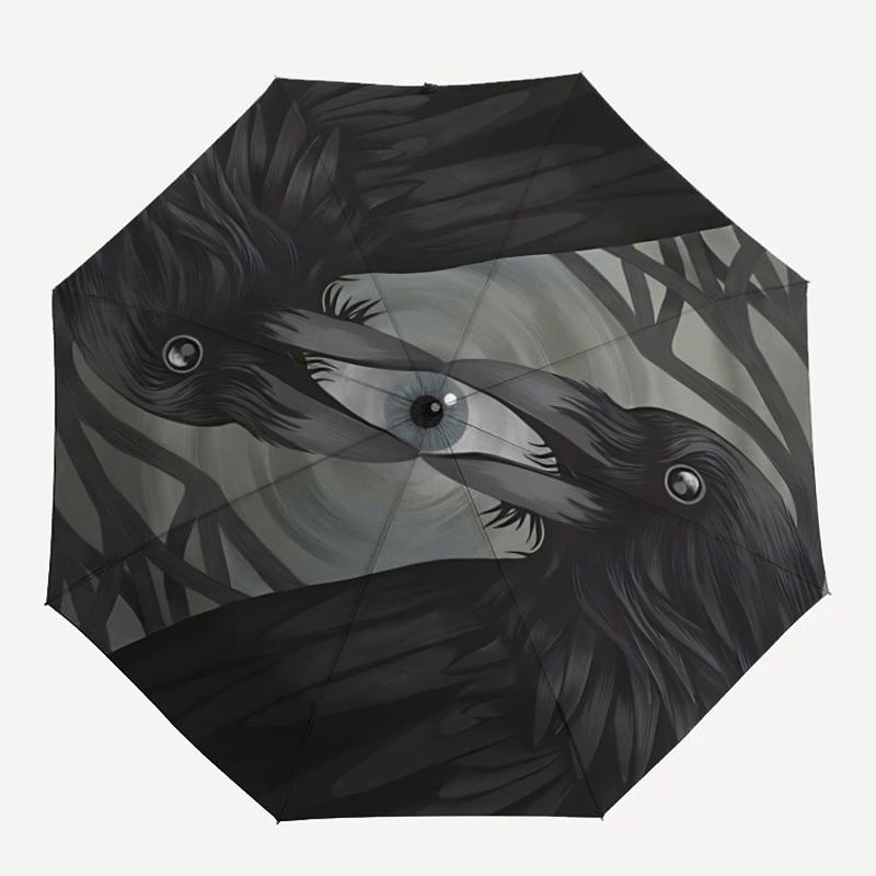 1pc Crow Eye Automatic Folding Umbrella Compact Lightweight Travel Umbrella with 8-Rib Sturdy Frame, Windproof & Self047