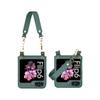 Galaxy Z Flip6 Case With Chain Strap Handbag Style Flip Cover Women PC Protective Shell In Pink Green Black Purple