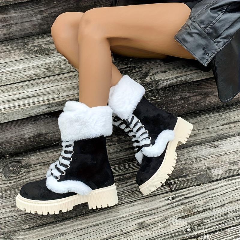 Winter New Thick Bottom Padded Thickened Snow Boots Female Large Size Warm Mid-calf Boots Cotton Shoes Female