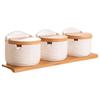 Salt Bowl with Lid and Spoon Ceramic Container for Storing Spices and Seasonings Kitchen Countertop Decorative Sugar Jar