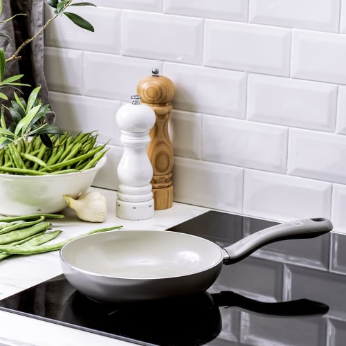 Greenpan Green Chef Frying Pan, 20cm, Induction Compatible, Ceramic Coating, Non-Stick Interior and Exterior, Easy to Clean, Toxic-Free, Earthy Color,