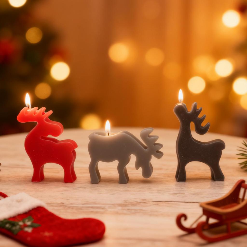Silikon-Weihnachtsmolds 3D-Rentierformen Rentierform für Schokolade Kerze Seife Fondant Süßigkeiten Backen Feiertagsbasteln Tisch