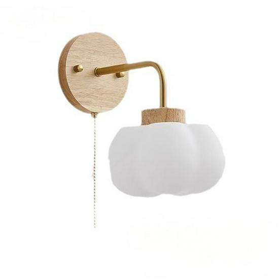 2023 Japanese Wabi-Sabi Solid Wood Wall Lamp – Retro Bedside & Hallway Light