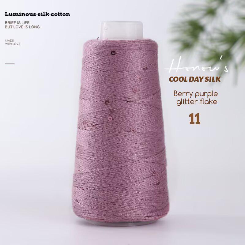Tencel Sequin Silk Thread DIY Knitting: Summer Wool English No-Label Hat & Baby Short Sleeve.