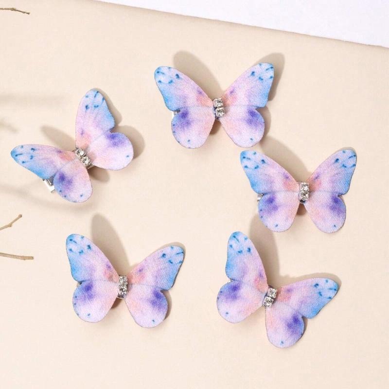 Pack Of 5 Butterfly Hair Clip For Women Girl Hair Accessories Side Barrettes For Parties Proms School Event Wear