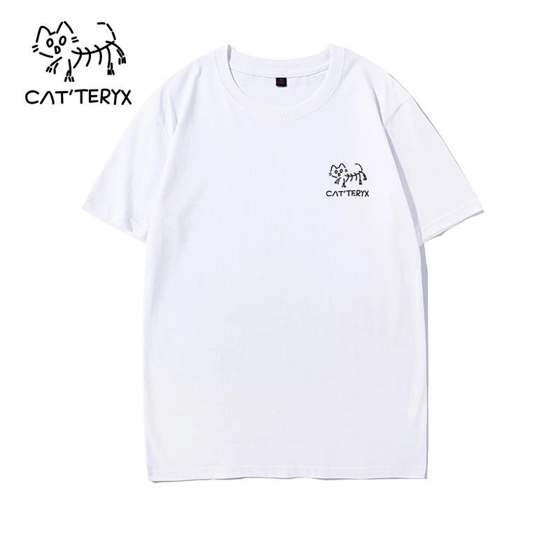 CAT TERYX Short-sleeved T-shirt Men's and Women's Fun Trendy Brand Pure Cotton Loose and Cute Cat Couple Casual Half-sleeved Top