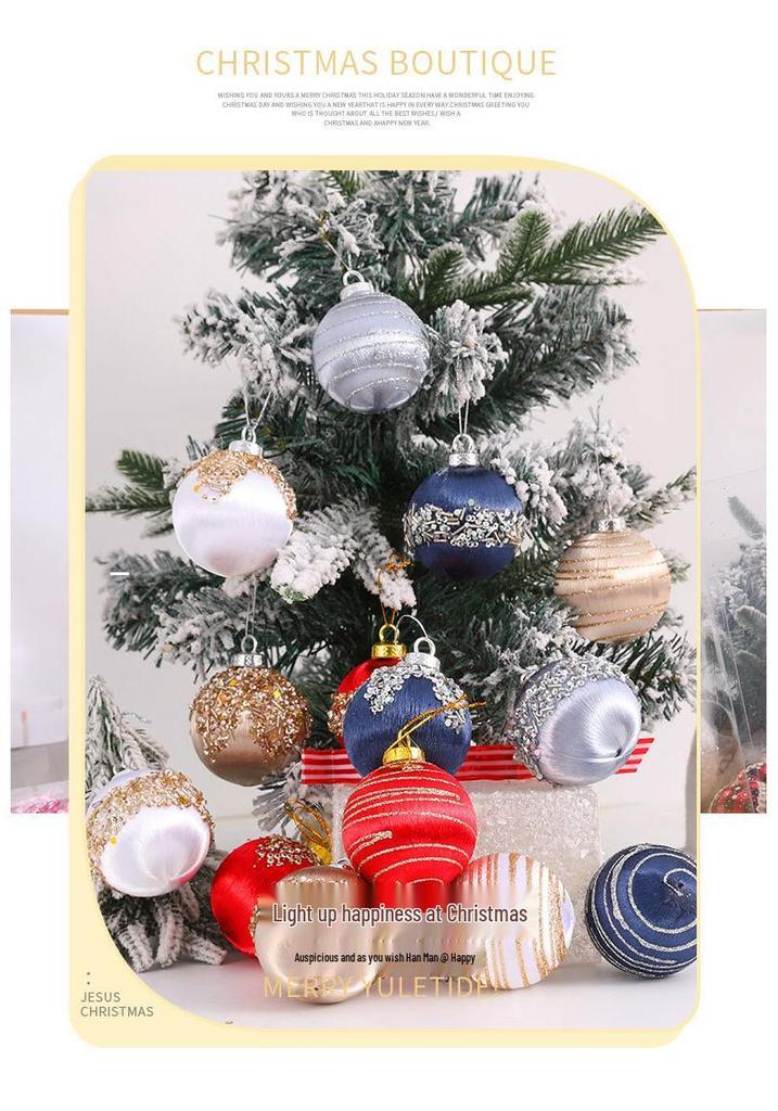 Silk Thread Wave Christmas Balls – Hand-painted Tree Ornaments, 6cm, Set of 12