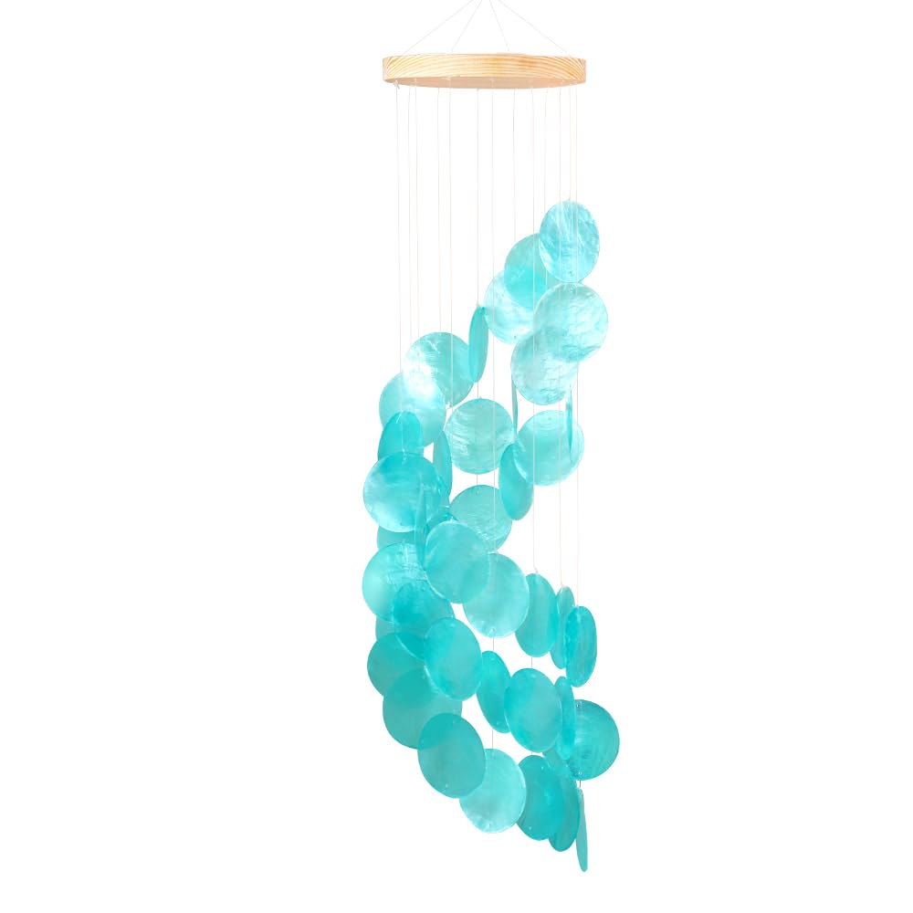 

Handmade Spiral Wind Chimes for Outdoor Capiz Shell Decor for Indoor and Outdoor Garden Gift for Grandmother Use, Ocean-Style Use, Women, Mother,