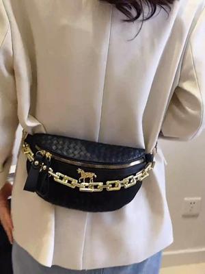 Thick Chain Women's Waist Bag Fanny Pack Fashion Shoulder Crossbody Chest Bags Female Belt Bag Crocodile Shoulder Bag